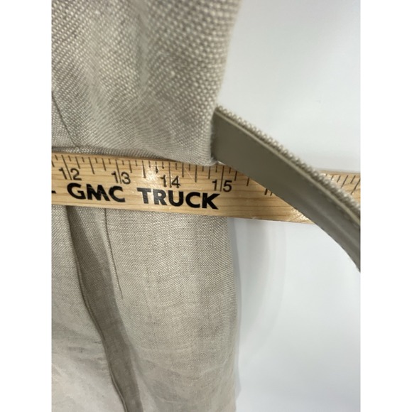 Maggy London Women 10 Dress Vest Set 100% Linen Beige Button Front - Picture 11 of 16